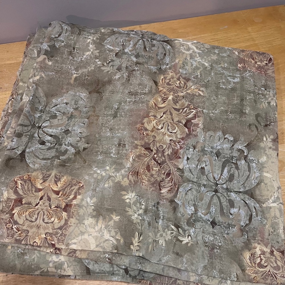 Croscill Home Damask Floral Curtains 2 Panels 40x84 Vtg Regency Sage Gold Green - Picture 4 of 7